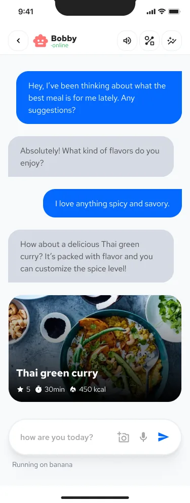 AI chat makes suggestions on meals